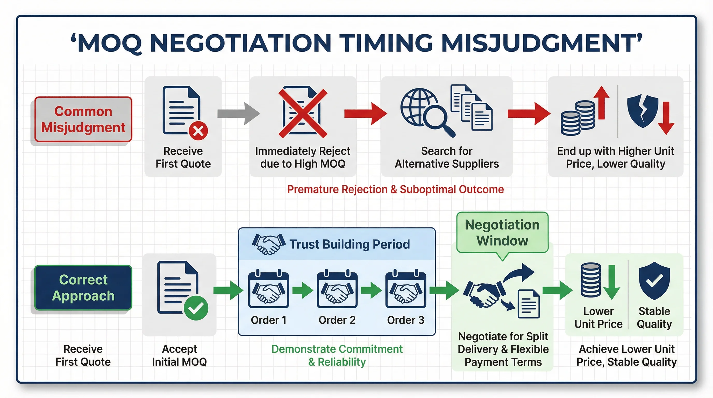 MOQ 協商時機常見誤判與正確做法對比